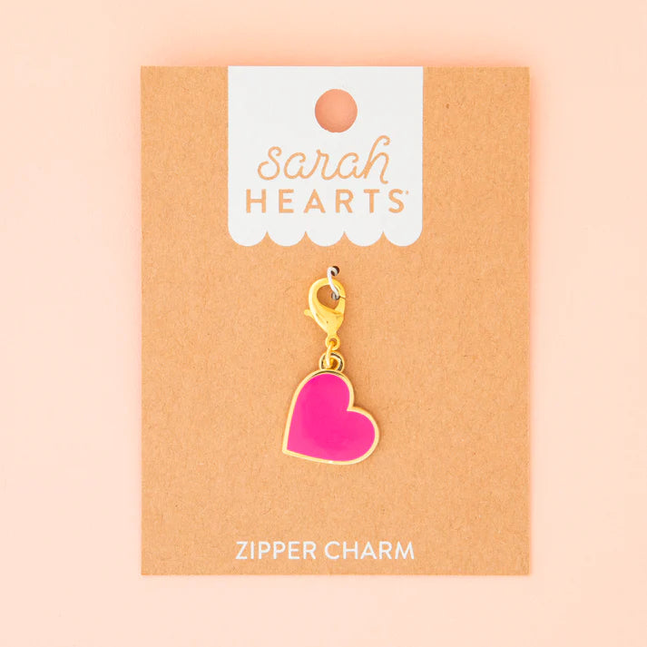 Neon Pink Heart Zipper Charm