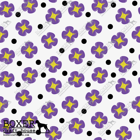 Purple Flowers and Dots