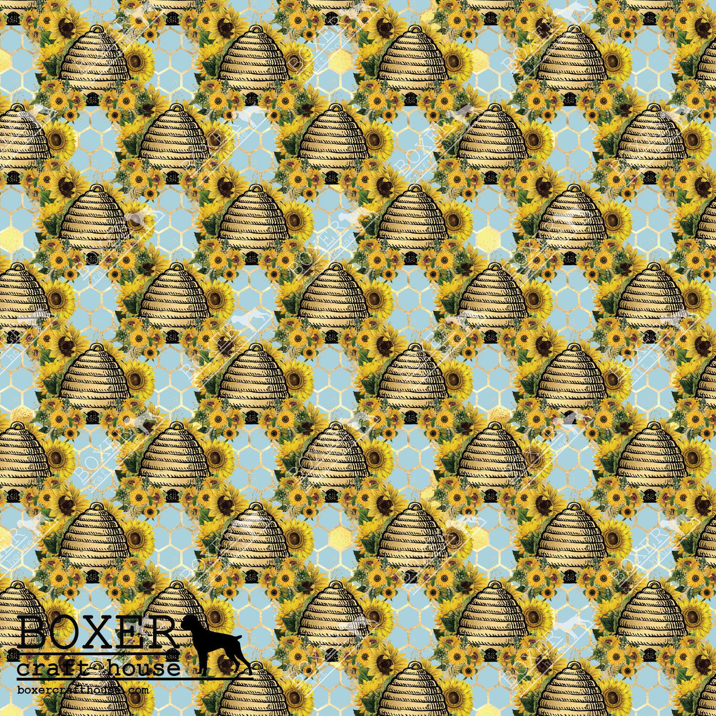 Sunflower Bees Hive Blue