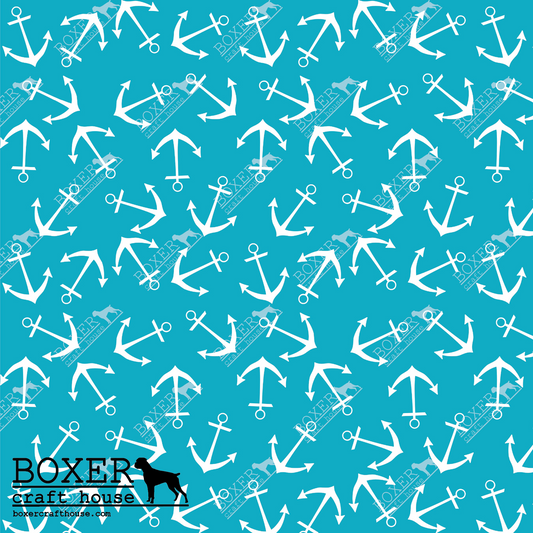 Coastal Patterns Anchors Blue LARGE