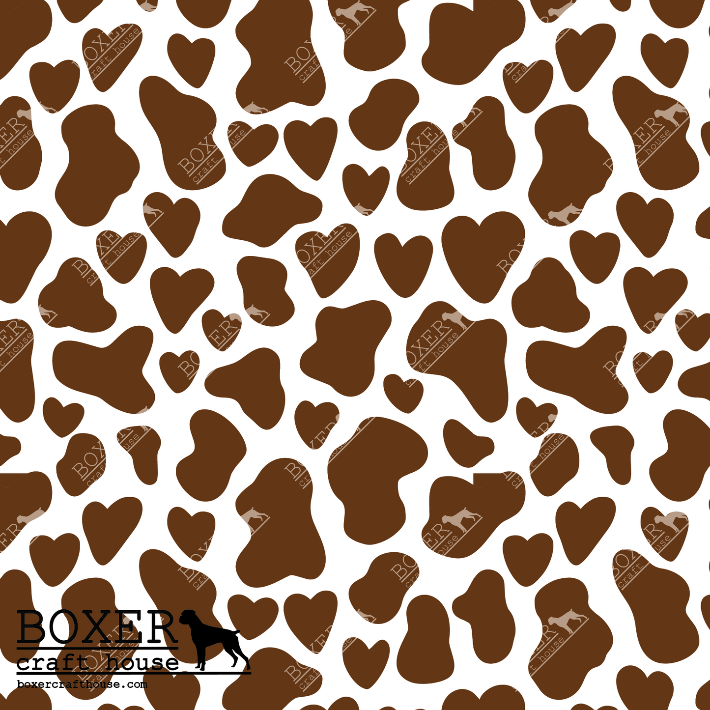 Cow Patterns Heart Brown