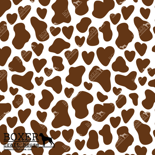 Cow Patterns Heart Brown