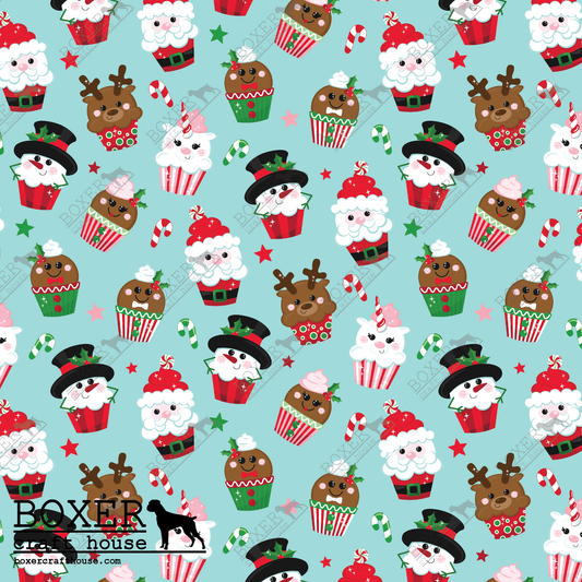 PSV Patterns - Christmas Cupcakes - Blue