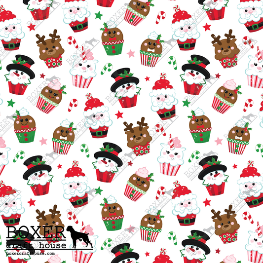 PSV Patterns - Christmas Cupcakes - White