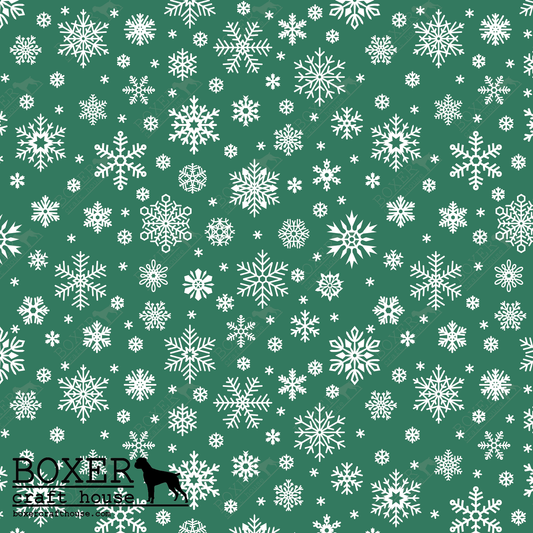 Snowflakes - Pine Green