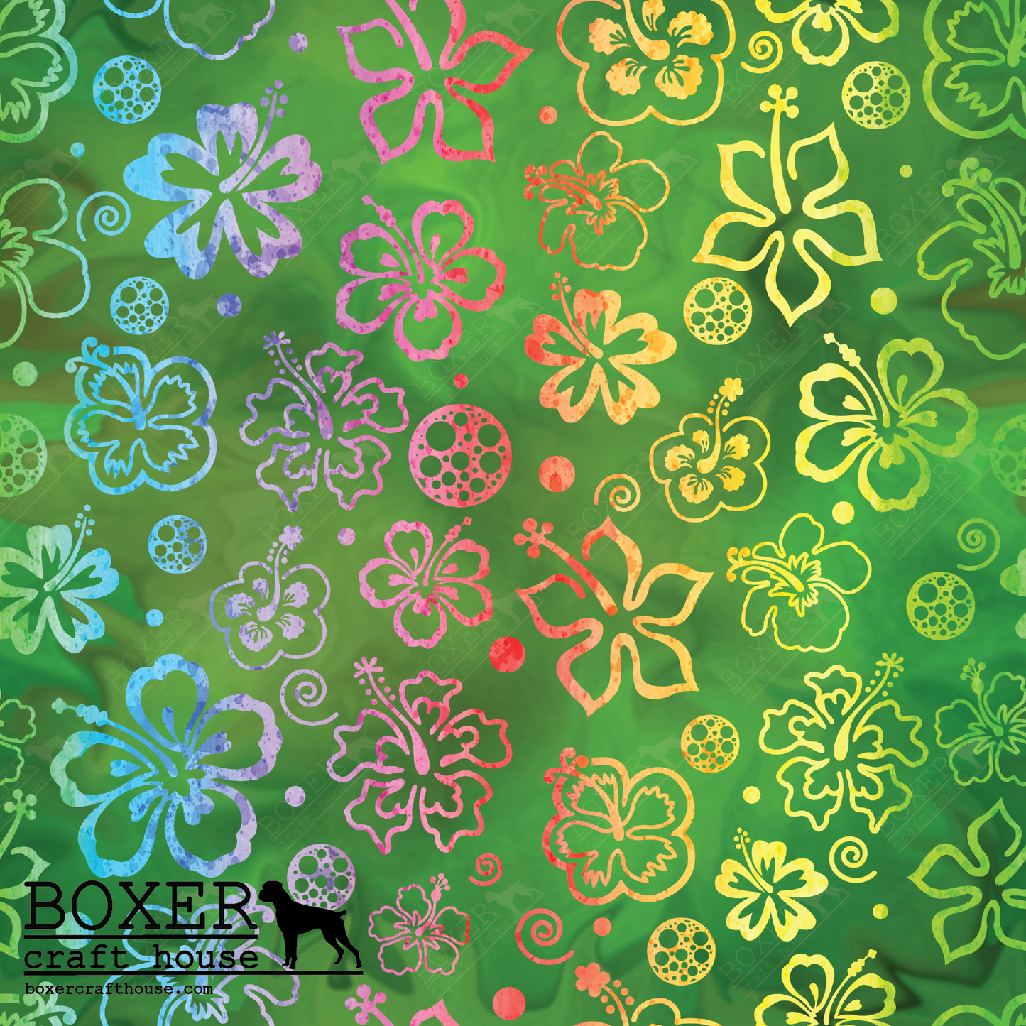 PSV Patterns - Forest Green - Tropical Flowers