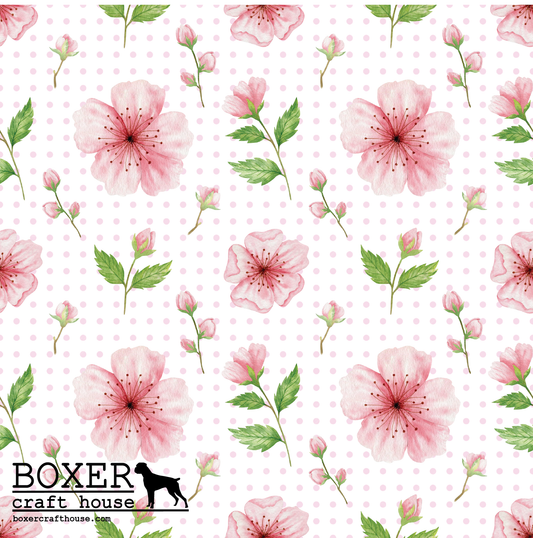 Cherry Blossom Faux Leather, Embroidery Vinyl, Sewing Faux Leather, Bag Making Supplies, Faux Leather For Embroidery, Quality Faux Leather, Embroidery Supplies, Sewing Supplies, Woman Owned Business, Craft Supply Store, USA, In the Hoop Supplies, Sewing with vinyl,Specialty Vinyl, Printed in the USA Faux Leather,Cherry Blossoms, Flowers, Cherry Blossom Embroidery Vinyl, Cherry Blossom Faux Leather