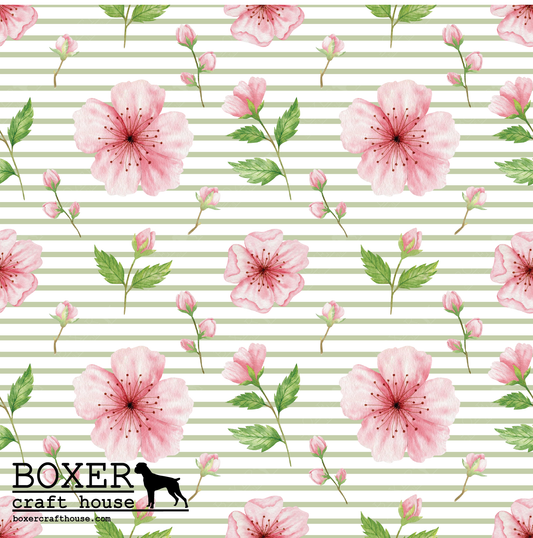 Cherry Blossom Faux Leather, Embroidery Vinyl, Sewing Faux Leather, Bag Making Supplies, Faux Leather For Embroidery, Quality Faux Leather, Embroidery Supplies, Sewing Supplies, Woman Owned Business, Craft Supply Store, USA, In the Hoop Supplies, Sewing with vinyl,Specialty Vinyl, Printed in the USA Faux Leather,Cherry Blossoms, Flowers, Cherry Blossom Embroidery Vinyl, Cherry Blossom Faux Leather