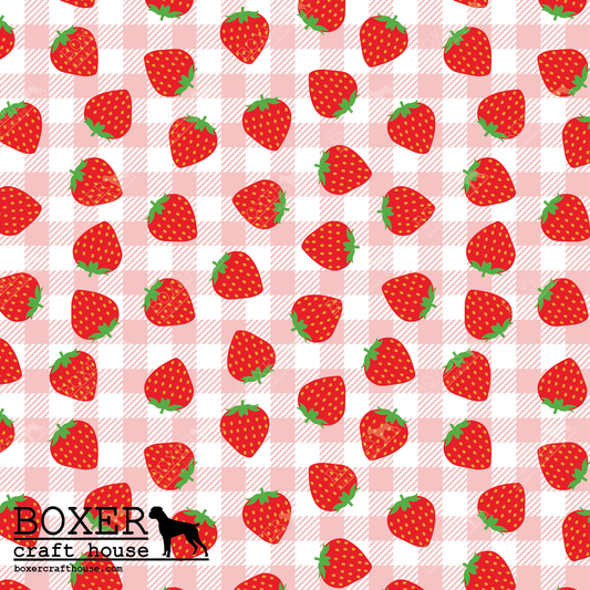 Strawberries Faux Leather, Embroidery Vinyl, Sewing Faux Leather, Bag Making Supplies, Faux Leather For Embroidery, Quality Faux Leather, Embroidery Supplies, Sewing Supplies, Woman Owned Business, Craft Supply Store, USA, In the Hoop Supplies, Sewing with vinyl,Specialty Vinyl, Printed in the USA Faux Leather, Strawberry Print, Strawberries, Strawberry Embroidery Vinyl, Strawberry Faux Leather, Fruit Faux Leather