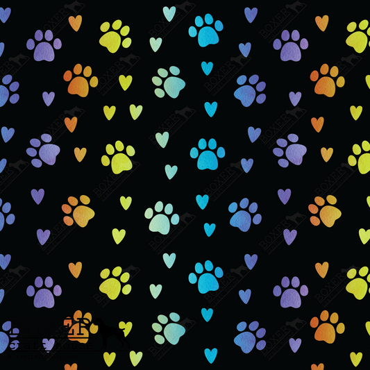 Printed Faux Leather, Faux Leather, Embroidery Vinyl, Sewing with faux leather, Printed in the USA, Paw Print Vinyl, Animal Lovers, Faux Leather for bags, Purse Making, Poop Bag Faux Leather, Boxer Craft House Faux Leather, Embroidery, Rainbow Paws,