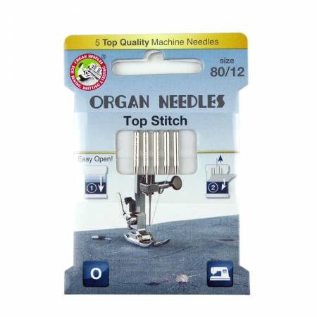 Organ Needles Top Stitch Size 80/12 - 5 Needles Per Pack