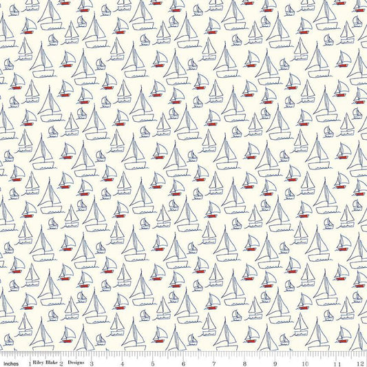 Red White & Bang! Sailboats Cream