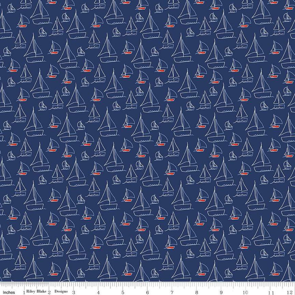 Red White & Bang! Sailboats Navy