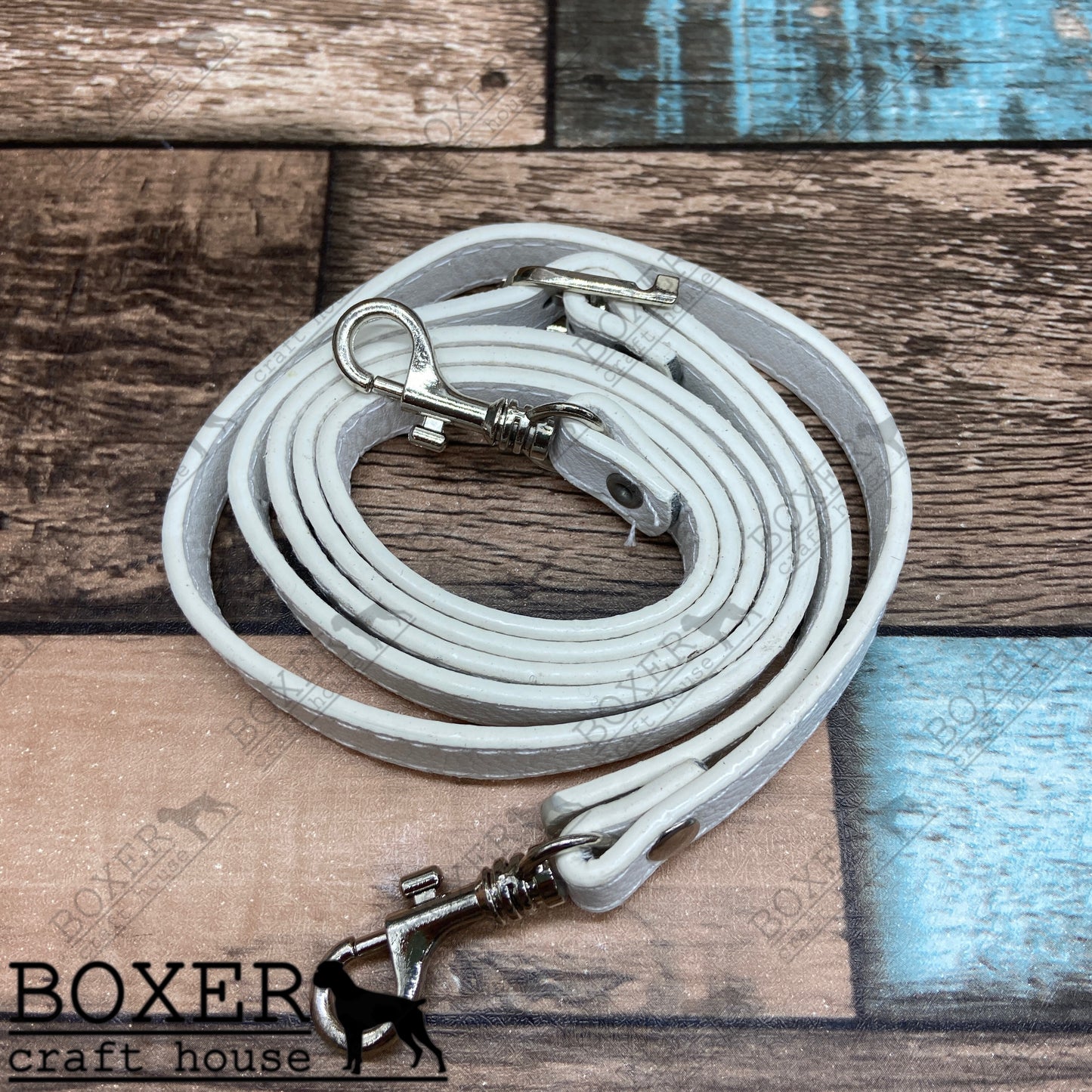 Boxer Craft House White Purse Bag Strap Silver Hardware