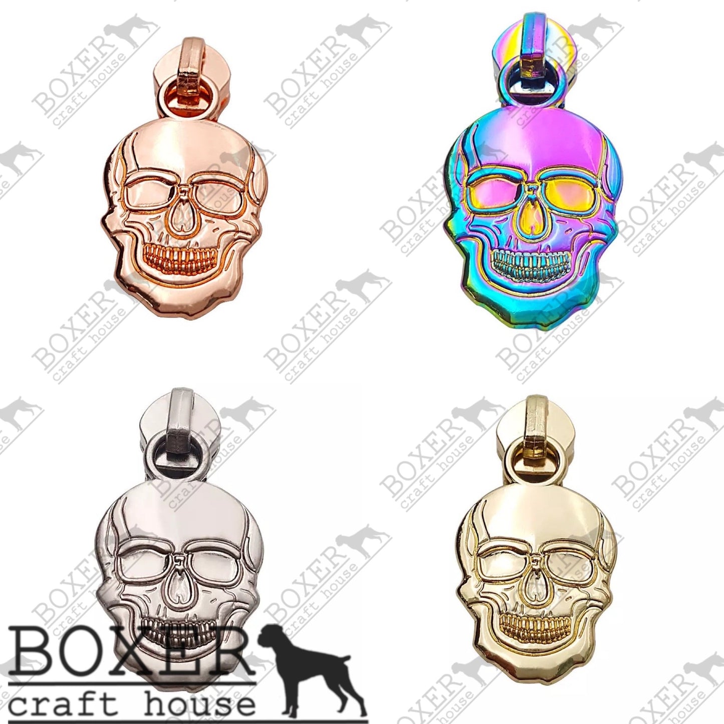 Skull #5 Zipper Pull – Boxer Craft House