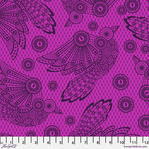 Raven Lace - Oleander Nightshade (Déjà Vu), Quilting Fabric, Cotton Fabric, Tula Pink, Nightshade,