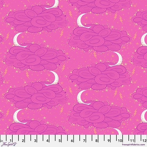 Quilting Fabric, Cotton Fabric, Tula Pink, Nightshade, Storm Clouds – Oleander Nightshade (Déjà Vu)