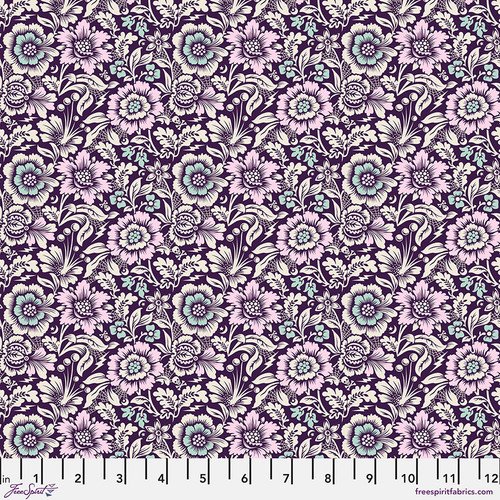 Tula Pink Nightshade, Fabric, Quilting Fabric, Mini Spider Blossom – Nerium Nightshade (Déjà Vu), Tula Pink Fabric,