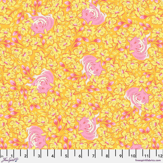 Tula Pink Fabric, Besties Collection, Buy Tula Pink, Sewing, Quilting Fabric, Boxer Craft House Fabric, Chubby Cheeks Besties, Buttercup