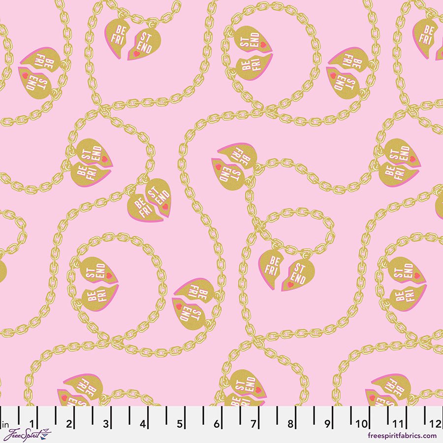 Tula Pink Fabric, Besties Collection, Buy Tula Pink, Sewing, Quilting Fabric, Boxer Craft House Fabric, Lil Charmer Blossom Metallic Besties,