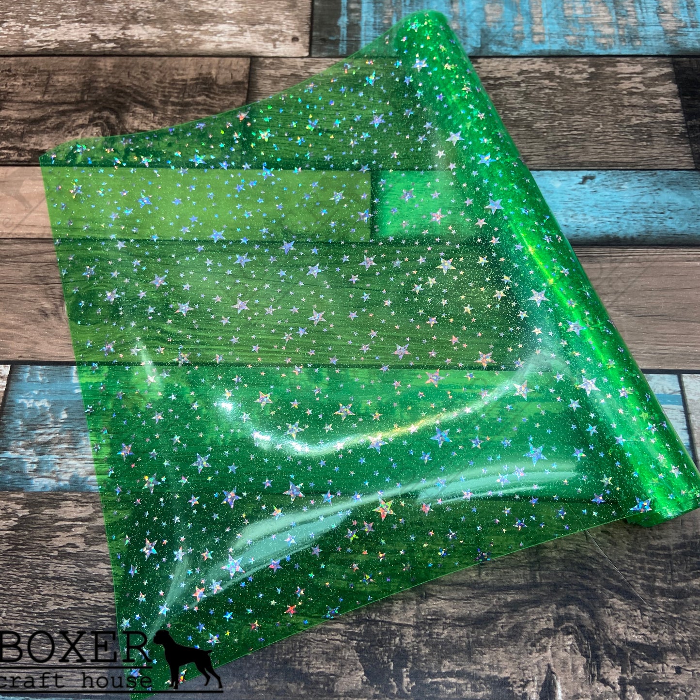 Green Holographic Transparent Star Vinyl