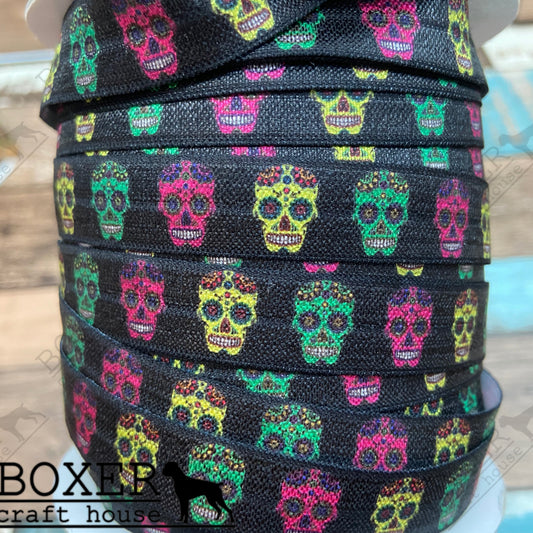 Skulls FOE 5/8 Fold Over Elastic 1 Yard