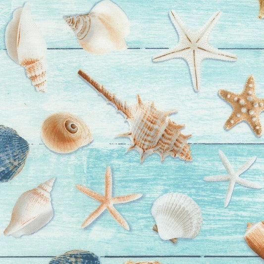All Over Seashells - Aqua