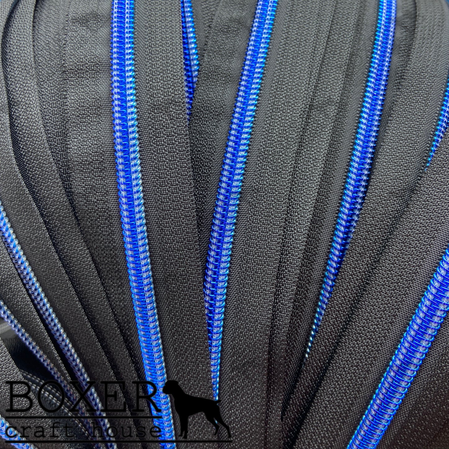 Nylon #5 Zipper - Blue Coil Black Tape