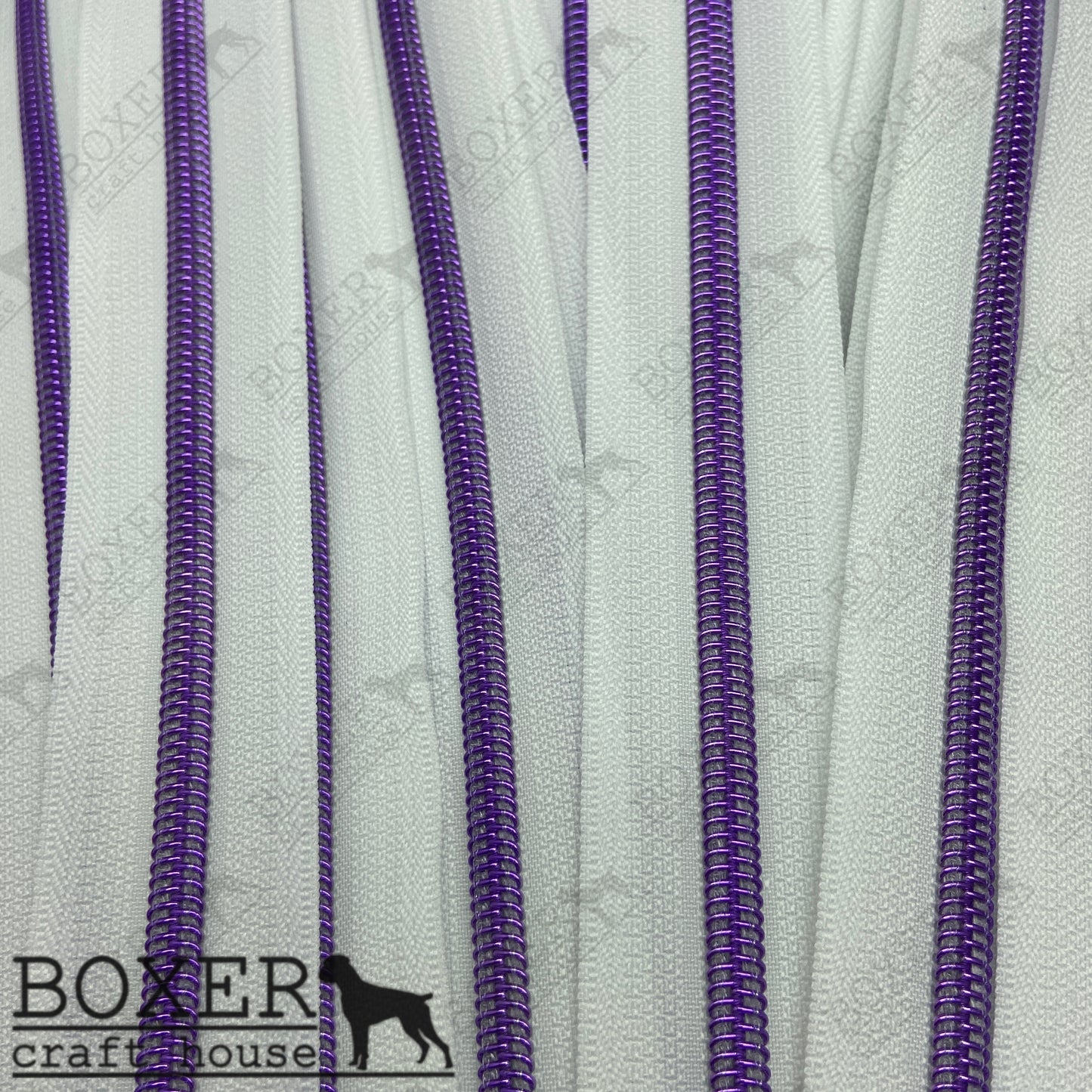 Nylon #5 Zipper - Purple Coil White Tape 3 Yard