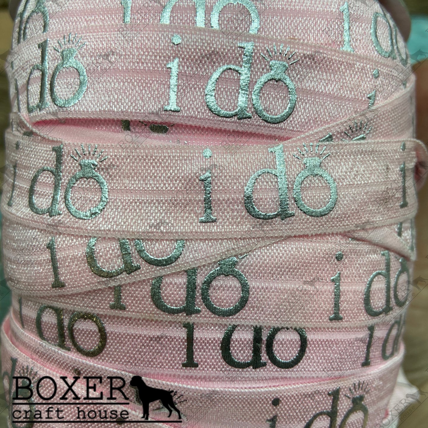 I Do Pink  FOE 5/8 Fold Over Elastic 1 Yard