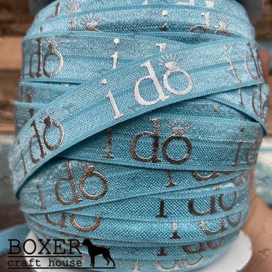 I Do Blue FOE 5/8 Fold Over Elastic 1 Yard