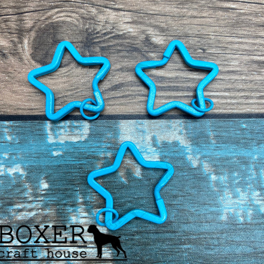 Light Blue Star Split Key Ring 10 Pack