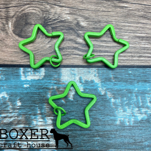 Green Star Split Key Ring 10 Pack