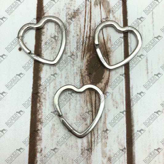 Nickel Plated Heart Split Key Ring 20 Pack