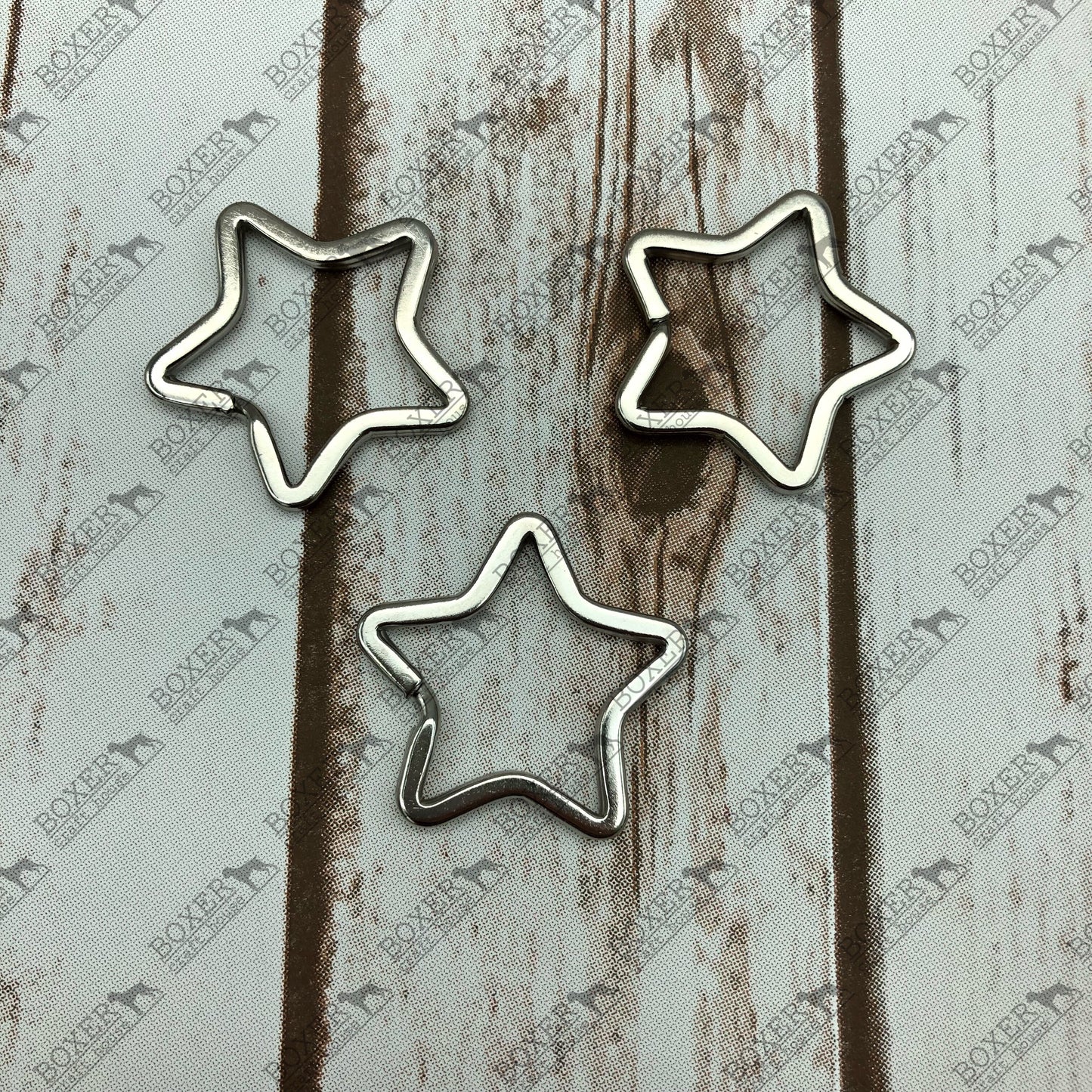 Nickel Plated Star Split Key Ring 20 Pack